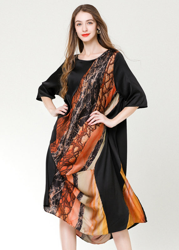 DIY Colorblock Asymmetrical Patchwork Print Chiffon Party Dress Summer LY0329