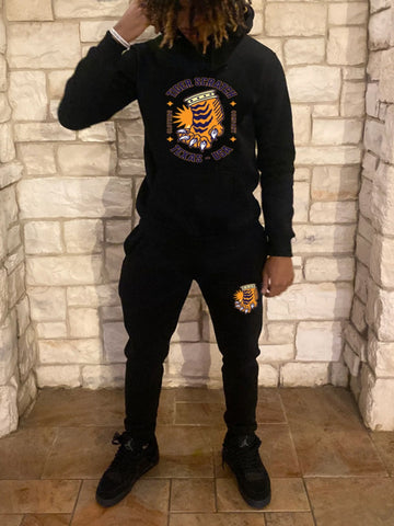 Men Letter Print Kangaroo Pocket Tracksuit Set BO2143