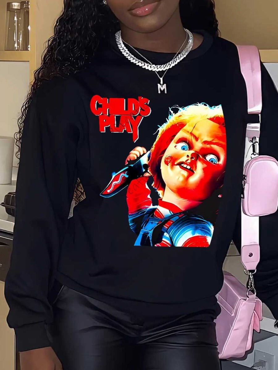 Plus Size Figure Letter Print Sweatshirt AR5032