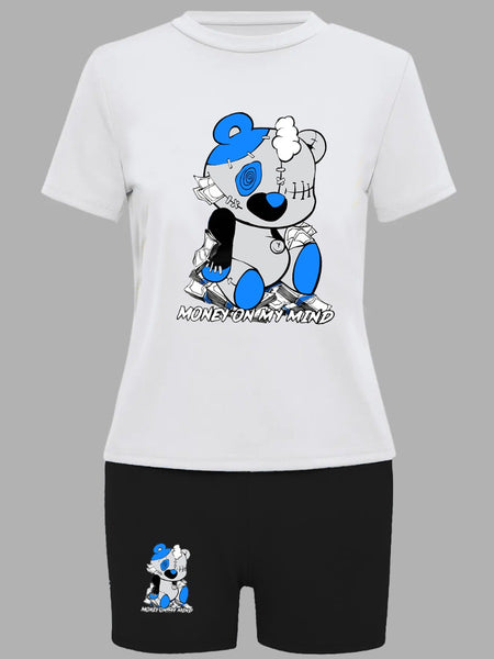 Cartoon Letter Print Shorts Set AR5012