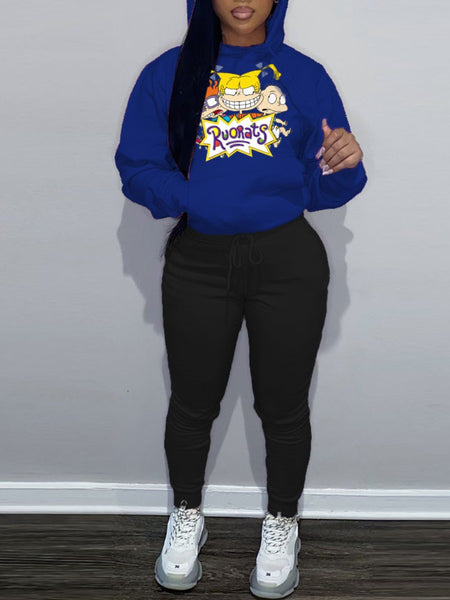 Plus Size Letter Print Kangaroo Pocket Tracksuit Set AR5082