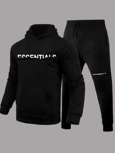 Essentials Letter Print Kangaroo Pocket Oversized Tracksuit Set AR5073