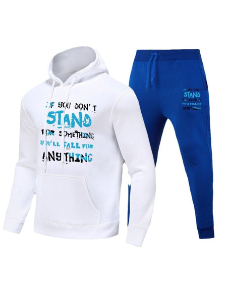 Letter Print Kangaroo Pocket Tracksuit Set AR5065