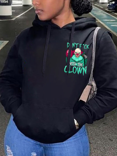 Figure Letter Print Kangaroo Pocket Hoodie BO214