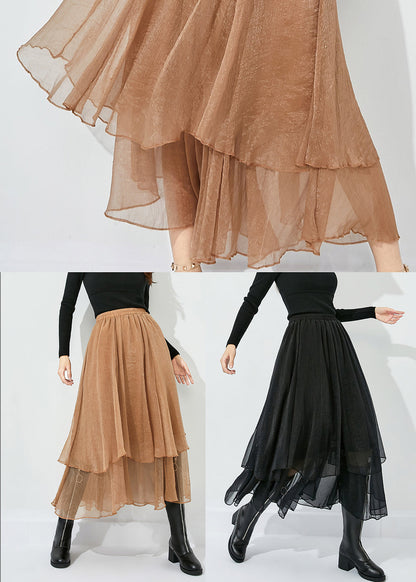 Elegant Black High Waist Layered Design Tulle Skirt Summer LY0810