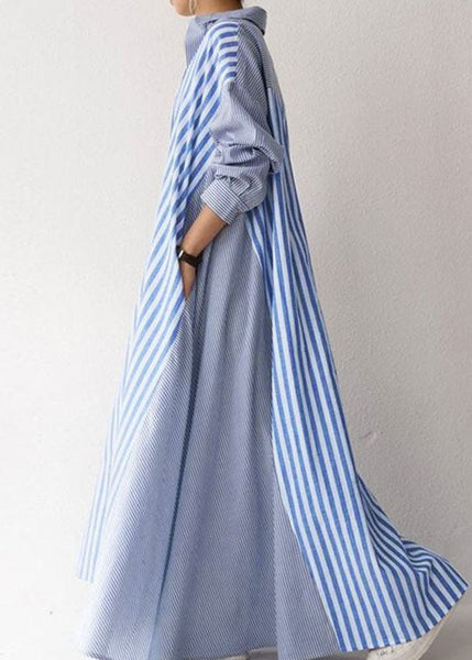 European And American Style Black Peter Pan Collar Striped Cotton Shirts Dress Spring LC0437