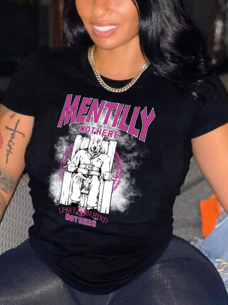 Figure Letter Print T-shirt AR5033