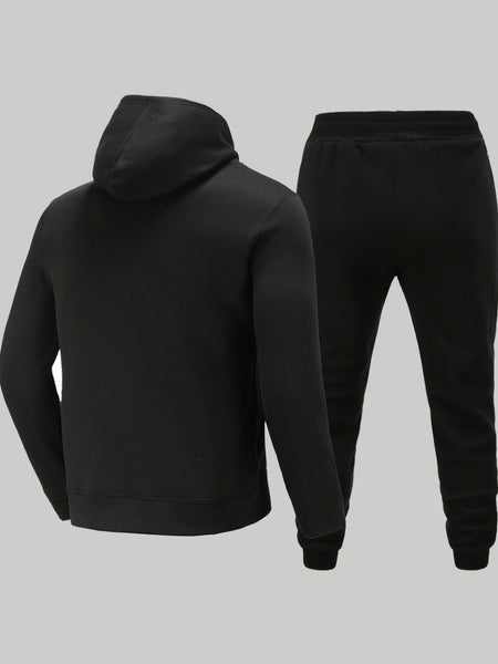 Essentials Letter Print Kangaroo Pocket Oversized Tracksuit Set AR5073