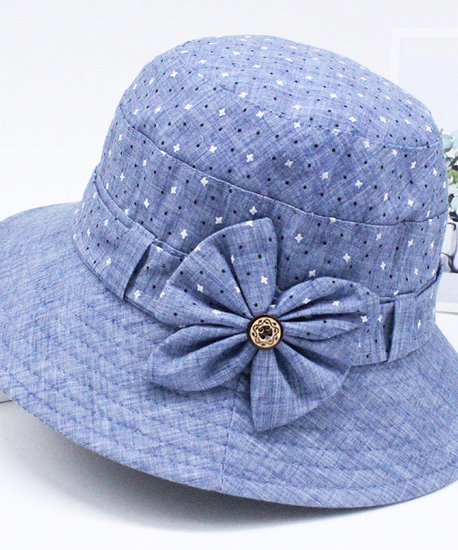 Fashion Blue Print Patchwork Bow Bucket Hat FA198