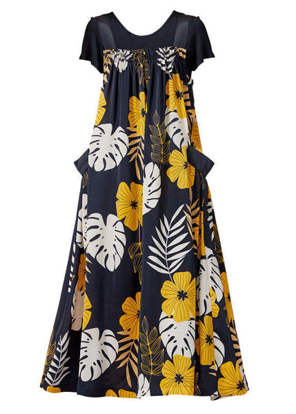 Fashion Oversized Floral Print Silk A Line Strap Dresses Summer AC2008