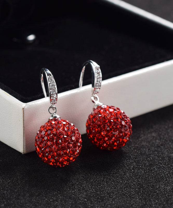 Fashion Red Sterling Silver Zircon Drop Earrings TW1019