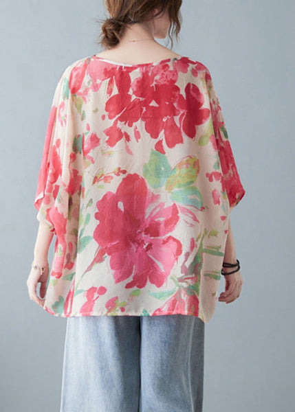 Fashion Red V Neck Print T Shirt Half Sleeve AC2099