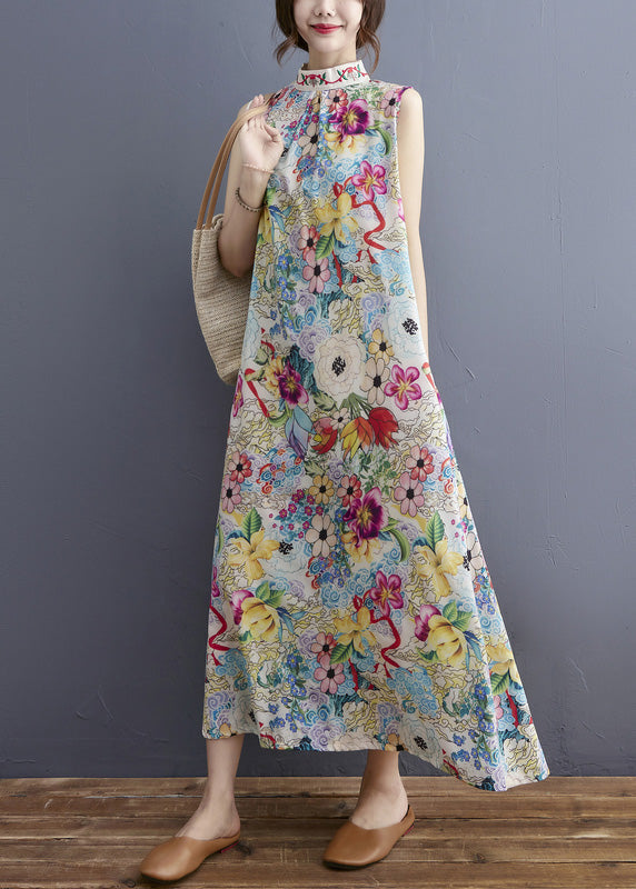 Fashion Turtleneck Print Holiday Maxi Dresses Summer AC2009