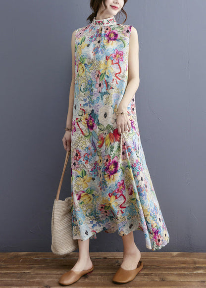 Fashion Turtleneck Print Holiday Maxi Dresses Summer AC2009