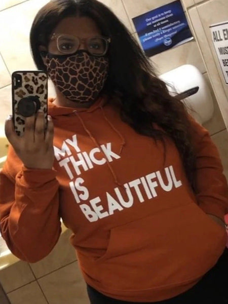 Plus Size Letter Print Kangaro Pocket Hoodie AR50103