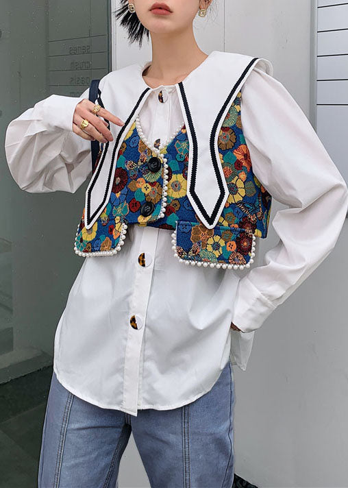 Fine Colorblock Jacquard Nail bead Patchwork Cotton Vest Spring LY0771