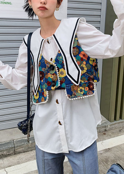 Fine Colorblock Jacquard Nail bead Patchwork Cotton Vest Spring LY0771