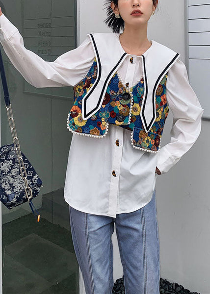 Fine Colorblock Jacquard Nail bead Patchwork Cotton Vest Spring LY0771