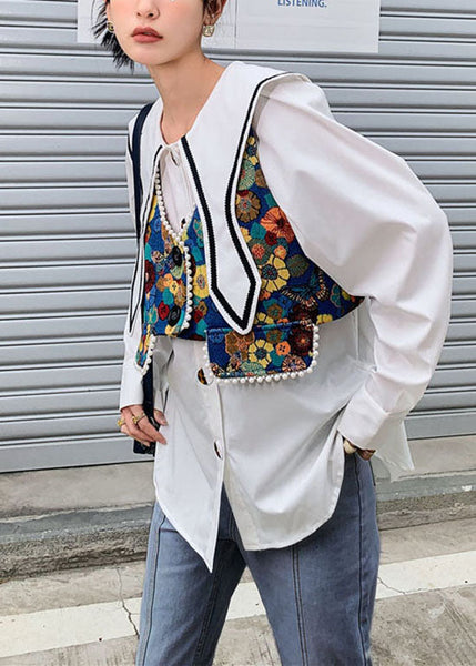 Fine Colorblock Jacquard Nail bead Patchwork Cotton Vest Spring LY0771