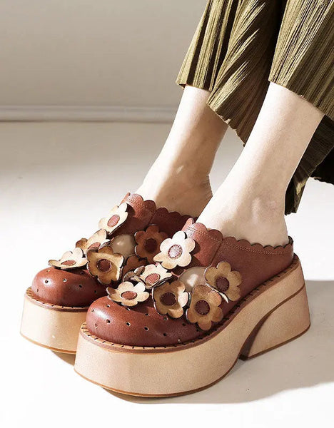 Flowers Decor Handmade Retro Platform Sandals Ada Fashion