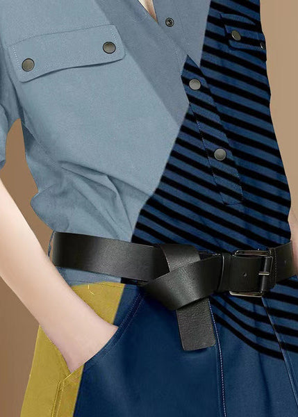 French Colorblock Asymmetrical Patchwork Print Cotton Maxi Dress Spring LY0286