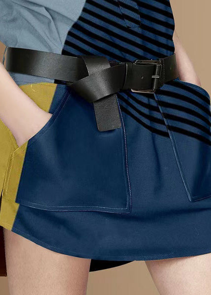 French Colorblock Asymmetrical Patchwork Print Cotton Maxi Dress Spring LY0286