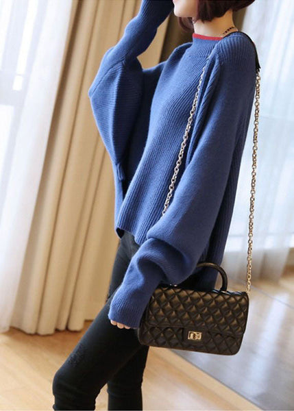 Haut oversize en grosse maille rouge française à manches chauve-souris LY1418