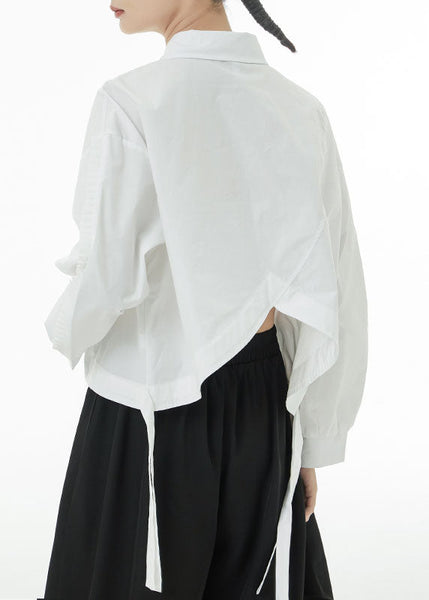 French White Oversized Side Open Cotton Shirt Top Spring LC0101
