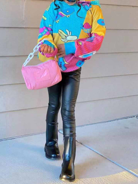 Girl Hooed Collar Cartoon Print Hoodie AC2061