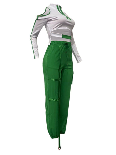 Cut Out Drawstring Side Pocket Pants Set BO5054 Furdela