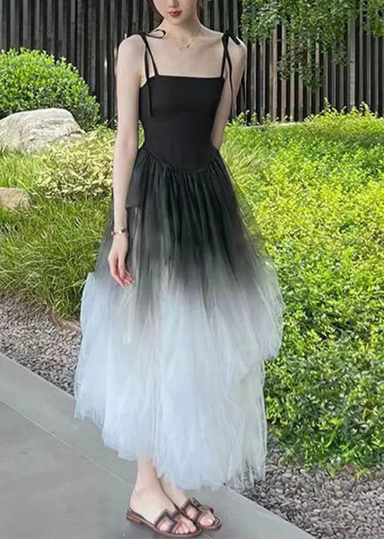 Gradient Color Wrinkled Strap Dress 2023 New Original Design Ada Fashion