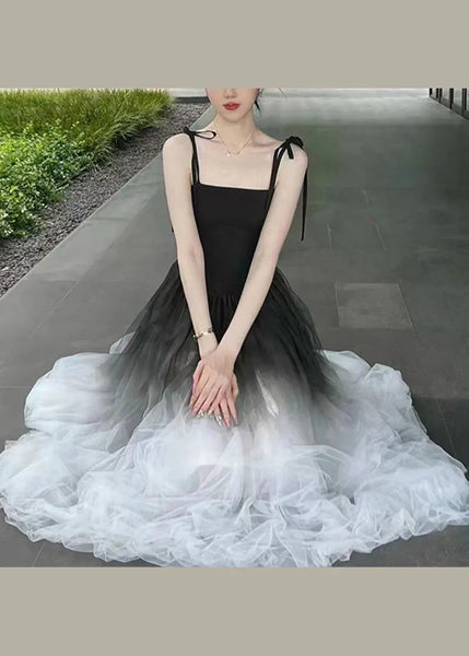 Gradient Color Wrinkled Strap Dress 2023 New Original Design Ada Fashion