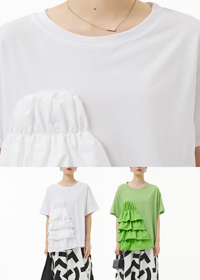 Green O-Neck Solid Top Short Sleeve LY1179