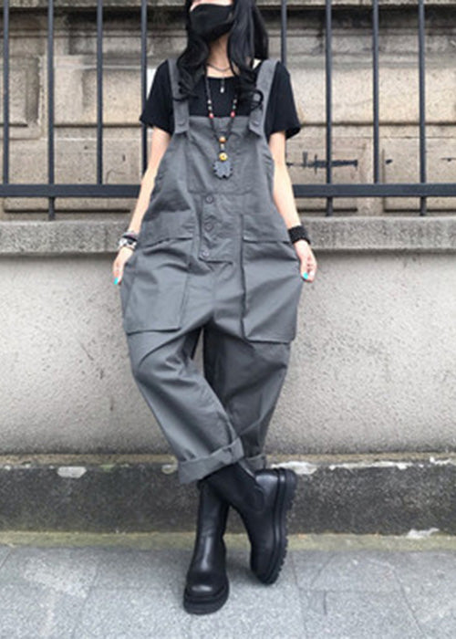 Grey Slash Neck Cozy Solid Jumpsuits TY1056