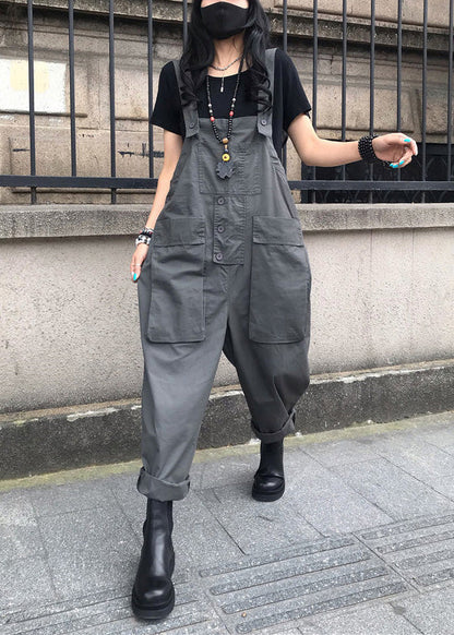 Grey Slash Neck Cozy Solid Jumpsuits TY1056