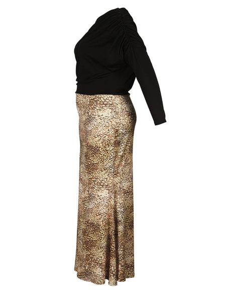 Plus Size Inclined Neck Snakeskin Print Mermaid Dress AC202