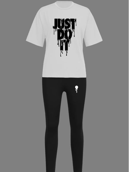 Just Do It Letter Print Kangaroo Pocket Print Hoodie AR501