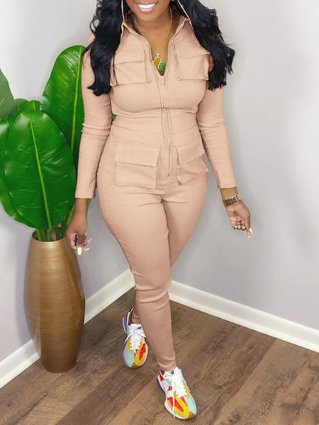 Zipper Pocket Design Skinny Jumpsuit AR8036