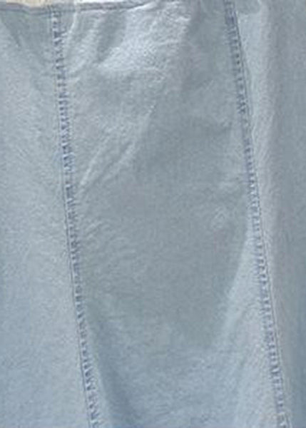 Robe mi-longue en jean bleu à manches courtes, ornée de dentelle, de volants et de boutons, confectionnée à la main (TY1072)