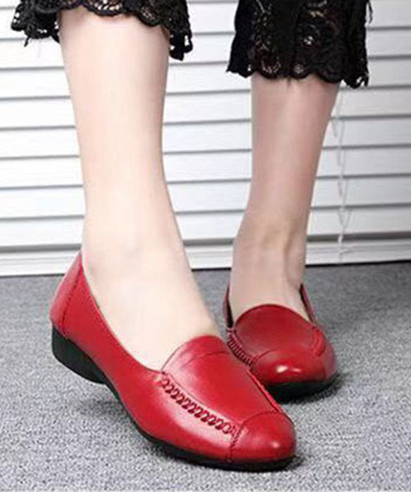 Handmade Red Penny Loafers Cowhide Leather Retro Splicing Penny Loafer ...