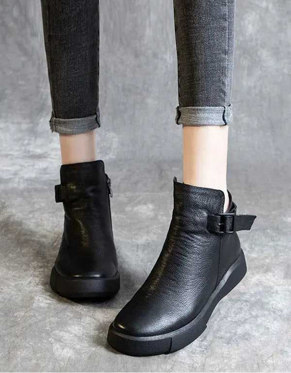 Handmade Retro Leather Ankle Boots for Women Ada Fashion