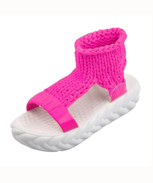 Handmade Rose Splicing Peep Toe Platform Sandals Knit Fabric LY1774