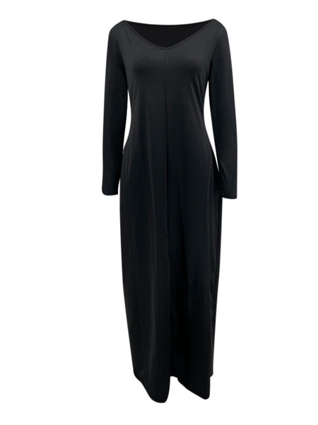 Plus Size V Neck Pocket Design Loose Dress AT9051