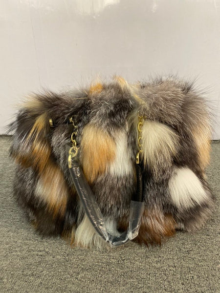 Real Silver Fox Fur Messenger Bags F3669 Furdela Wholesale
