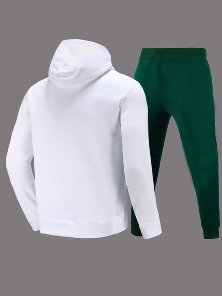 Plus Size Teddy Bear Letter Print Kangaroo Pocket Tracksuit Set AT9045