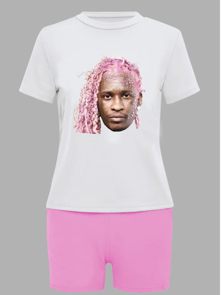 Figure Print Regular Fit Stretchy Shorts Set AR5034