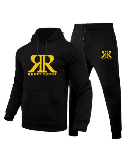 Men Letter Print Kangaroo Pocket Tracksuit Set AR8028