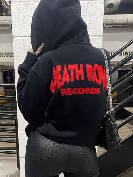 Hooded Collar Letter Print Hoodie AT9033