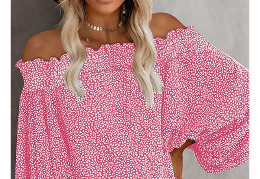 Long-Sleeve Cold Shoulder Floral Top CG21