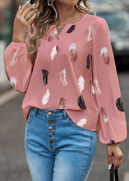 Large Size V Neck Loose Womens Pink T Shirt LY1936